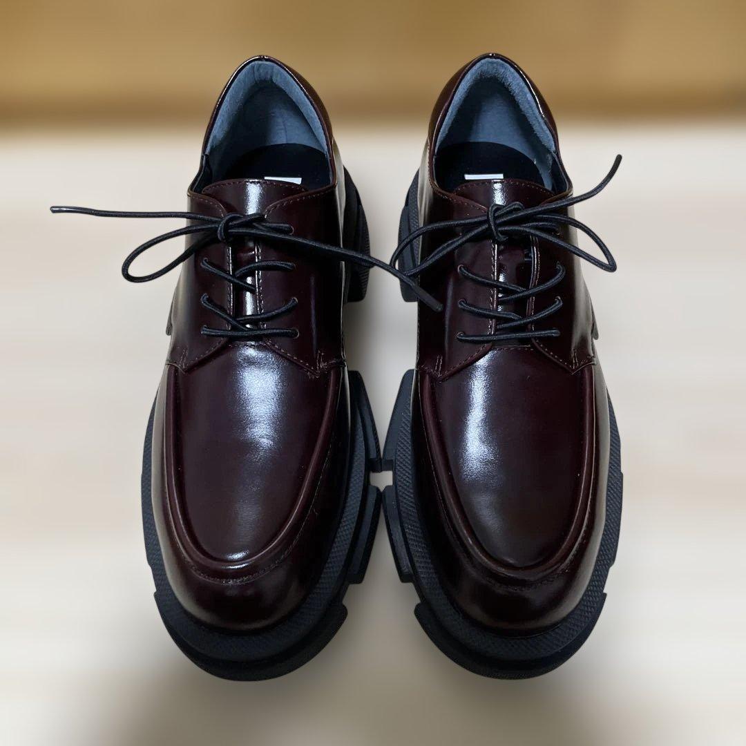 ニ*す様 MANA 厚底レースアップ・シューズ ダークブラウン 37size 新