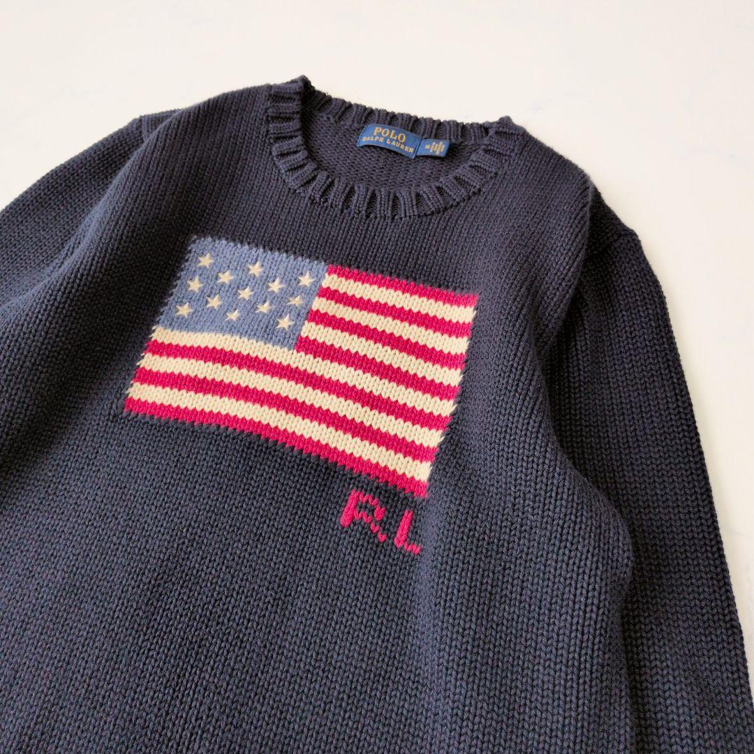 POLO RALPHLAUREN アイコニックフラッグ セーター ネイビー M