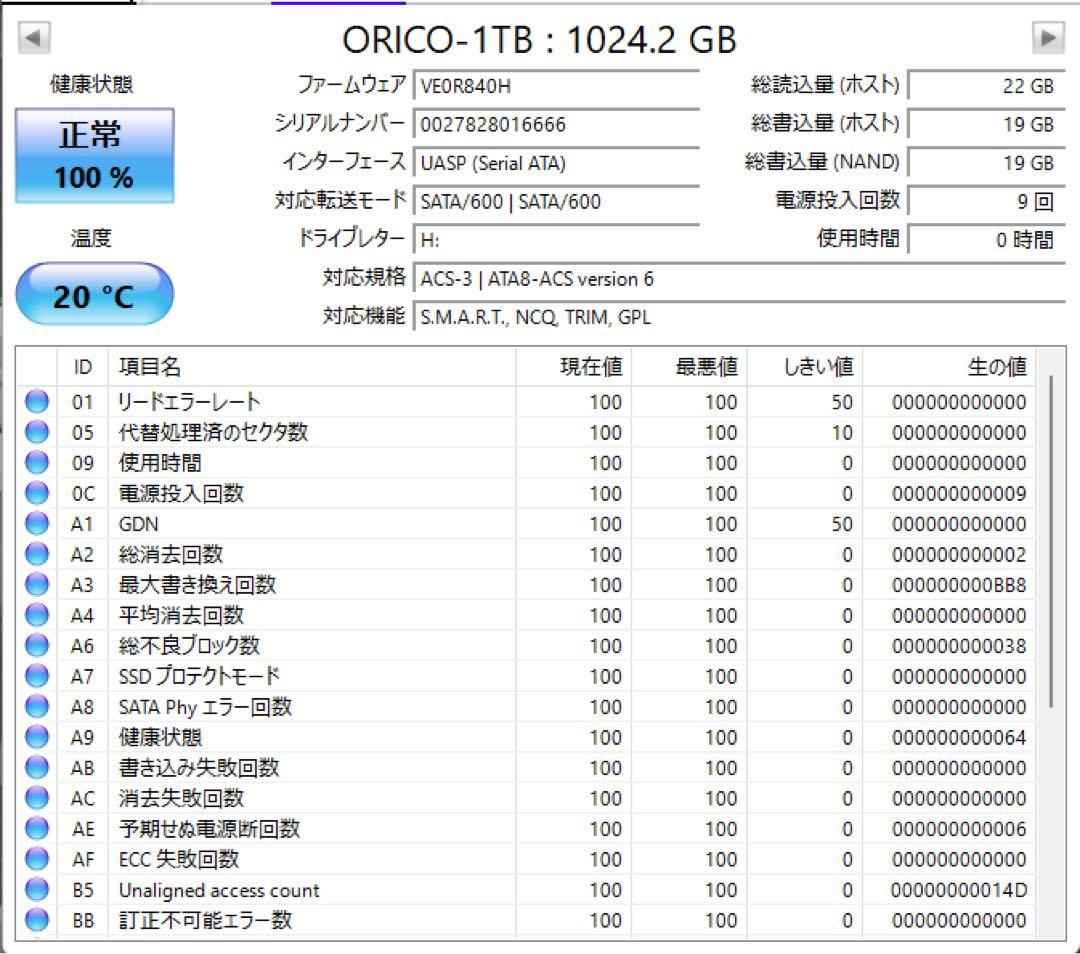 ORICOオリコ1TBポータブルSSD USB3.2