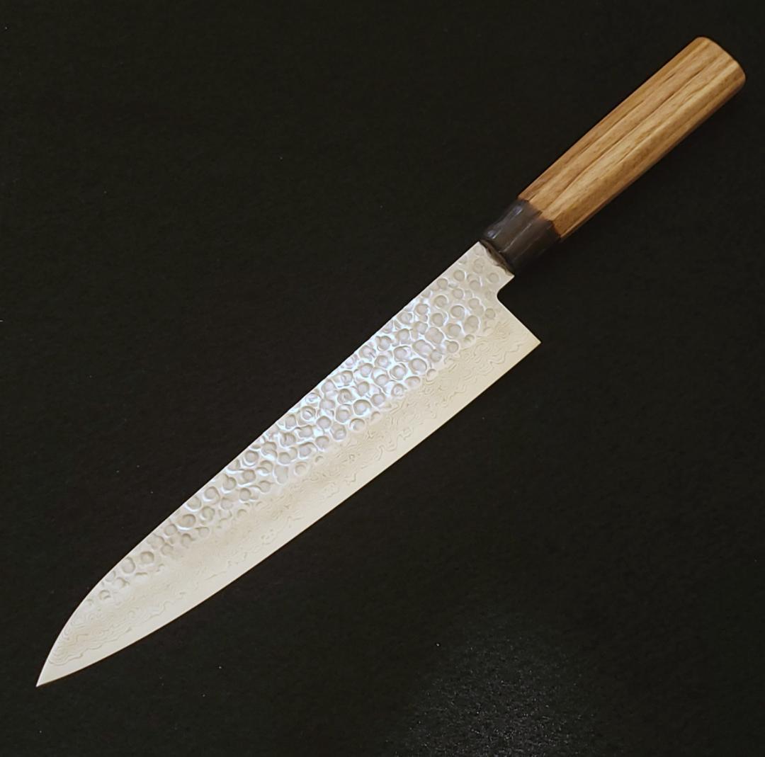 AUS10 ダマスカス 牛刀包丁 240㎜ G8150 焼栗柄 月光作