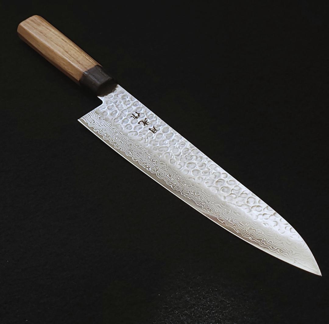 AUS10 ダマスカス 牛刀包丁 240㎜ G8150 焼栗柄 月光作