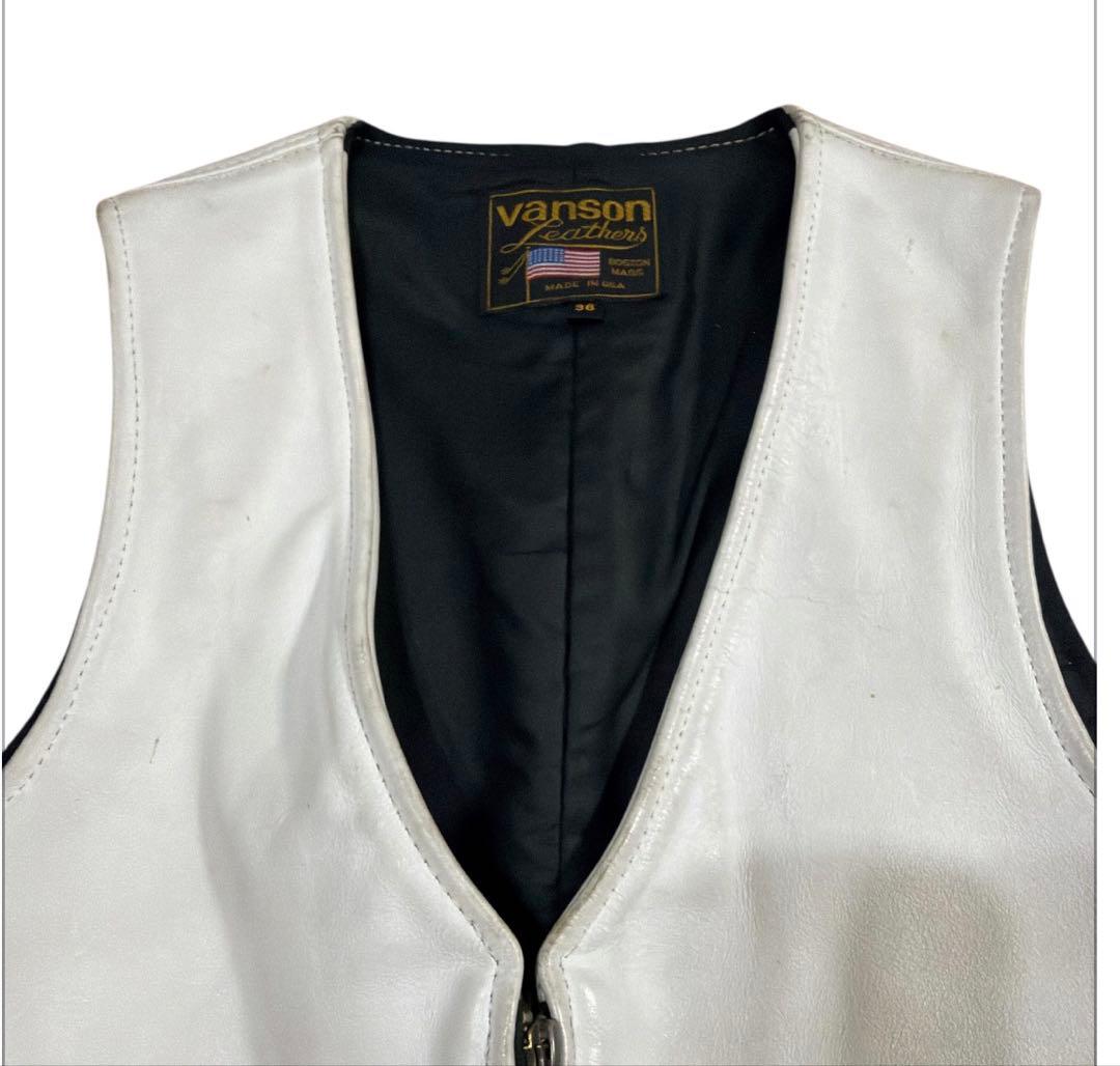 vanson レザーベスト サイズ36 S ホワイト