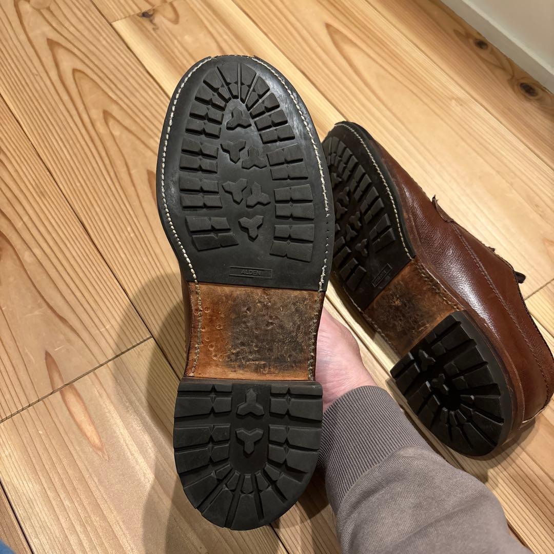 Alden × tomorrowland ブラウンレザー デッキシューズ