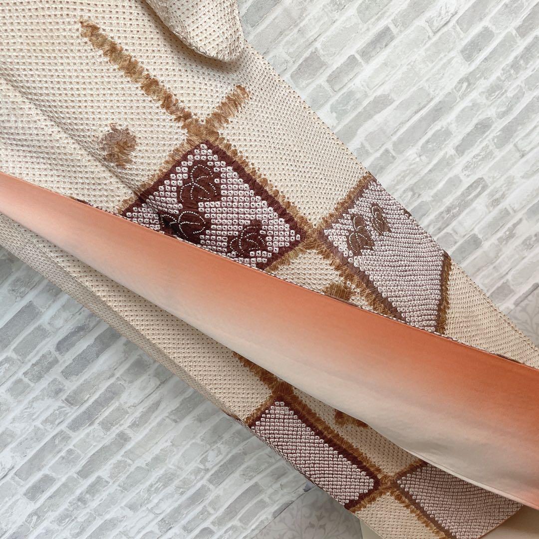 訪問着　フルセット　葉　絞り　着物　付け下げ　P1