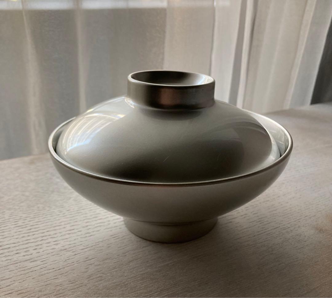 【新品・未使用】漆遊　シルバー蓋付汁椀　(4客セット)