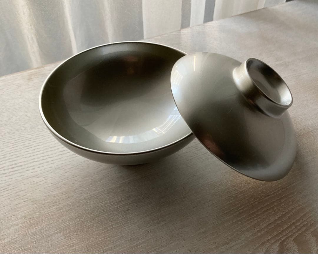 【新品・未使用】漆遊　シルバー蓋付汁椀　(4客セット)