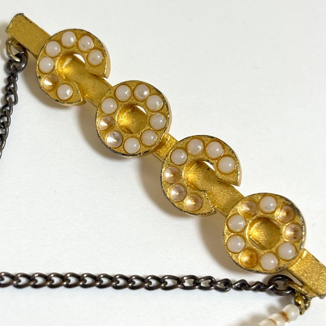 CHANEL ココマーク フェイクパール ブローチ GP ヴィンテージ 01A