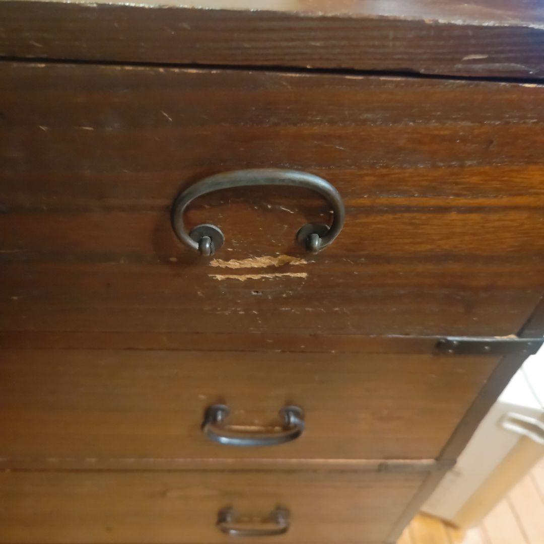 明治時代の木製箪笥 5段 ダークブラウン