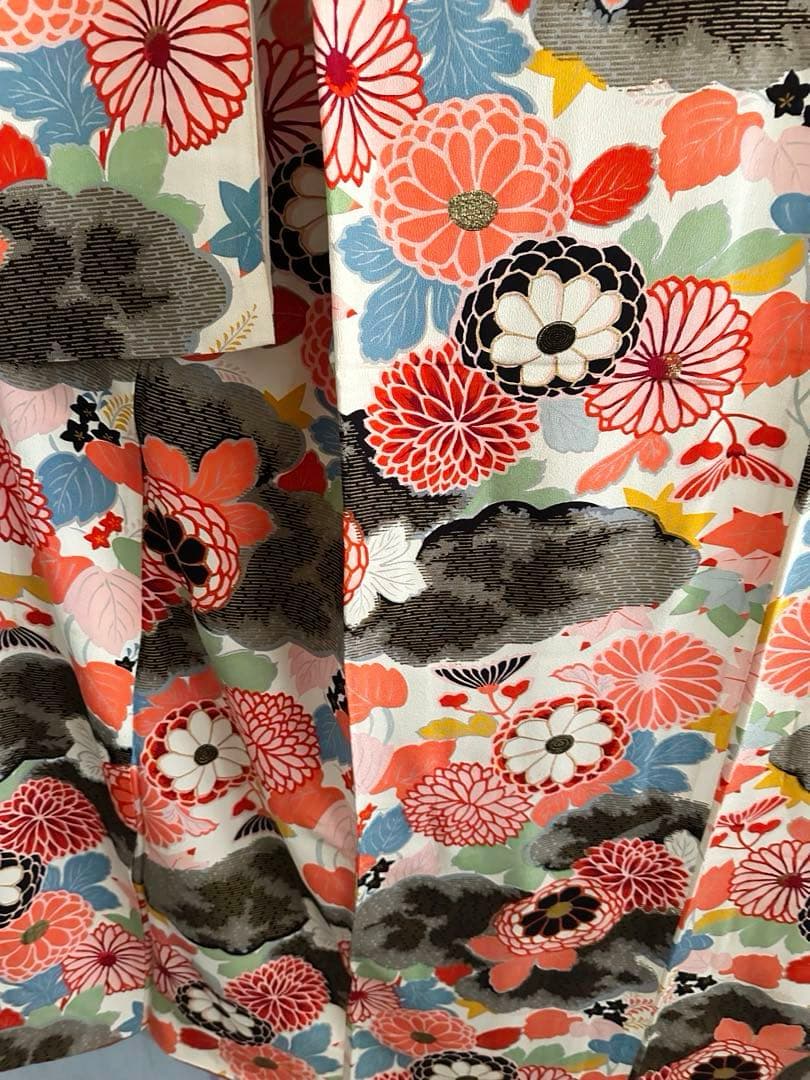 アンティーク着物 大正ロマン 万寿菊柄 十三参り ハーフ成人式