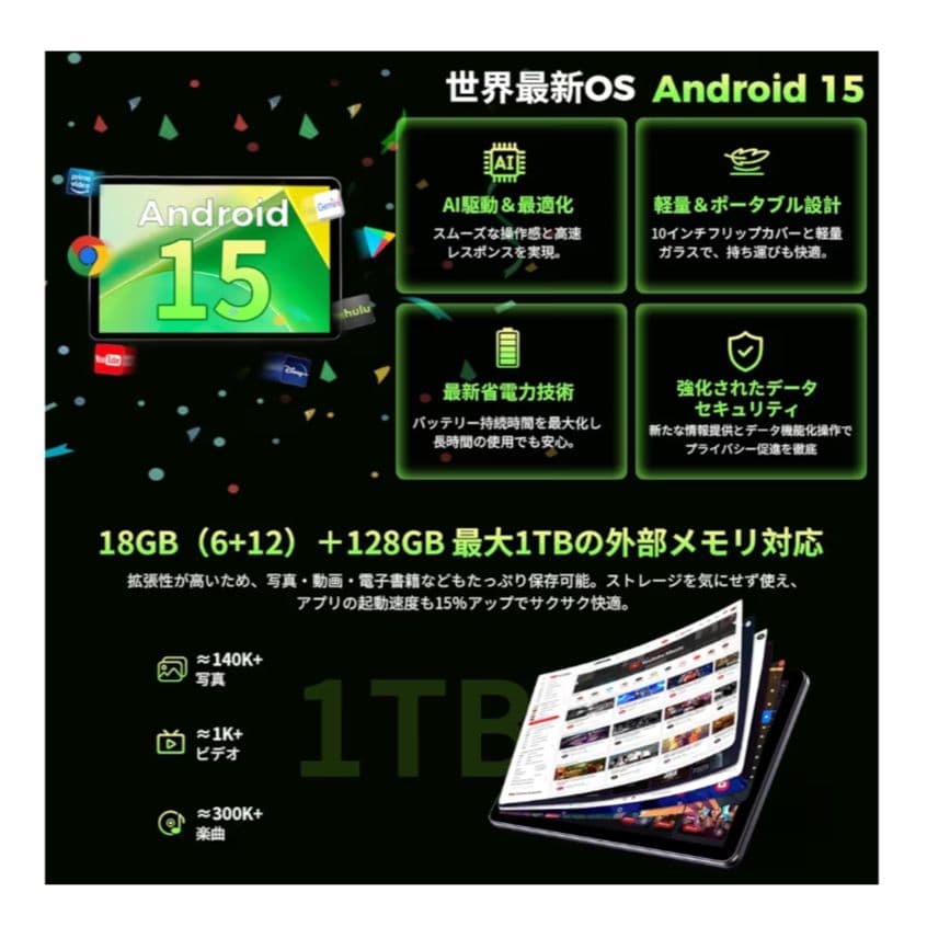 幸さん専用10インチ タブレット Wi-Fiモデル 18GB+128GB+1TB