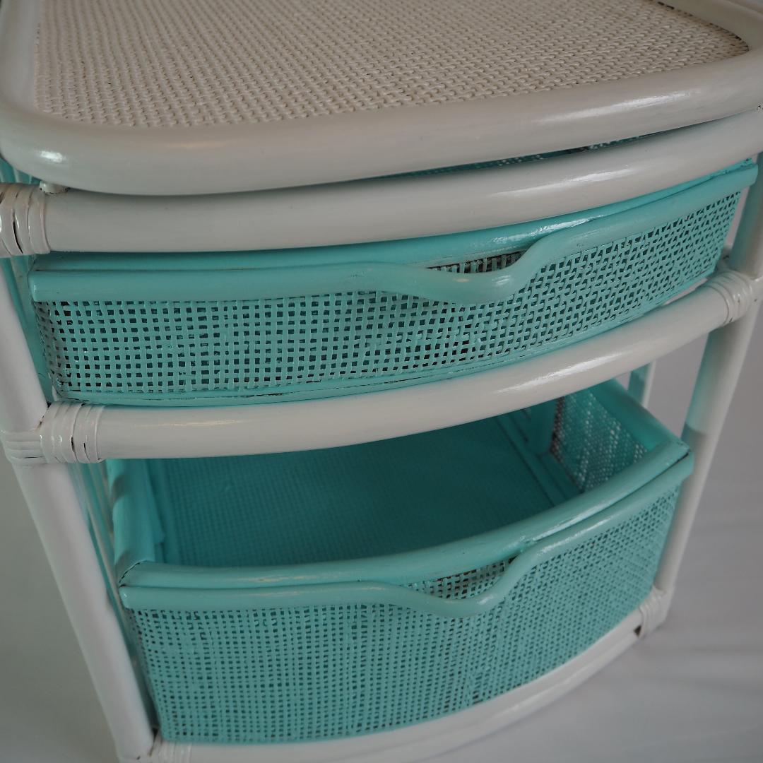 ヴィンテージ Tiffany 鏡台 ドレッサー ラタン 籐 チェスト 昭和レトロ