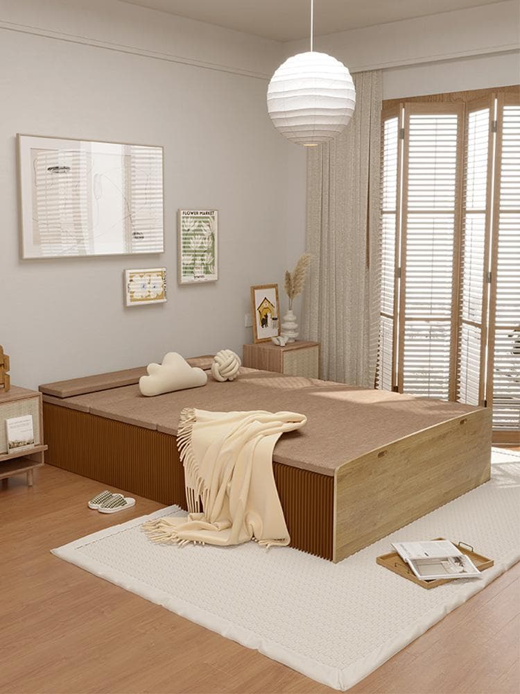 ペーパー折りたたみベッド幅60㎝高さ33㎝組立不要 マットレス付き 一人暮らし