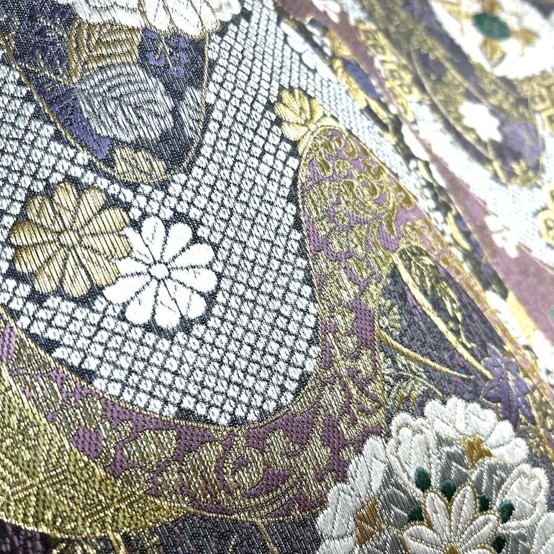 正絹　袋帯　【花紋　吉祥模様】