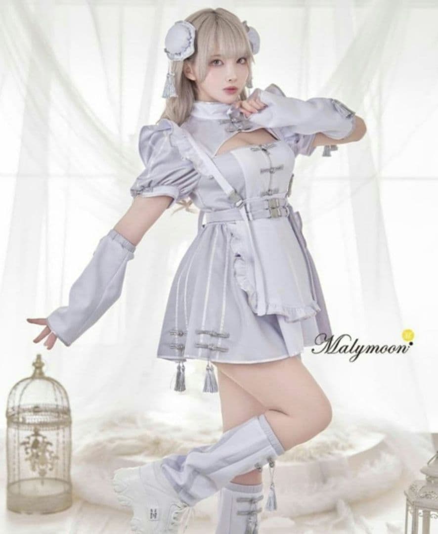 天使界隈　マリームーン コスプレ　グレー チャイナ メイド