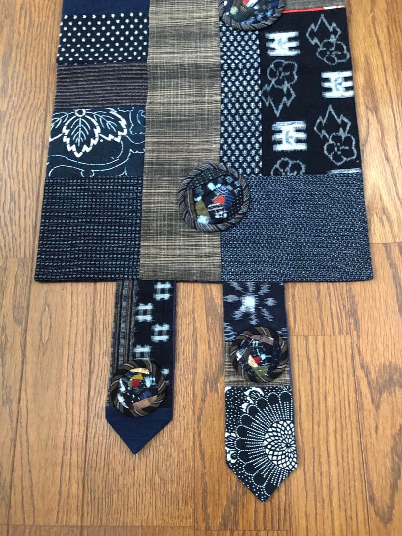 久留米絣とばらパッチのテーブルセンター