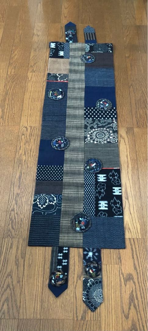 久留米絣とばらパッチのテーブルセンター