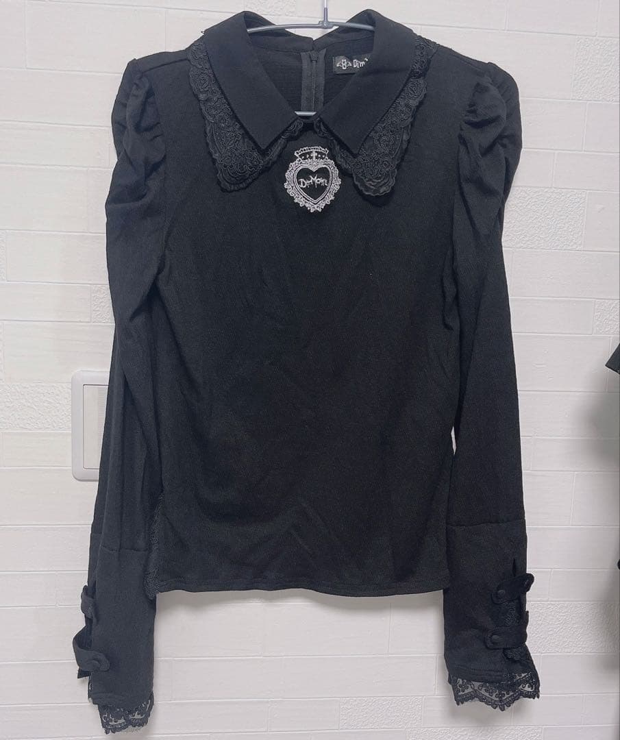 DimMoire おすましレース襟トップス　黒　Mサイズ