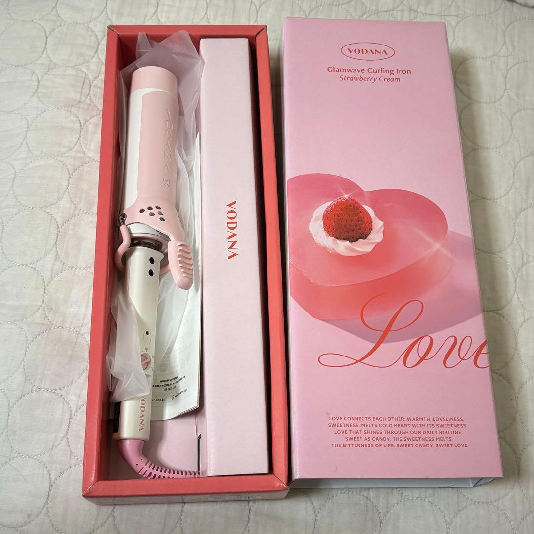 VODANA クランウェーブカールアイロン ストロベリークリーム