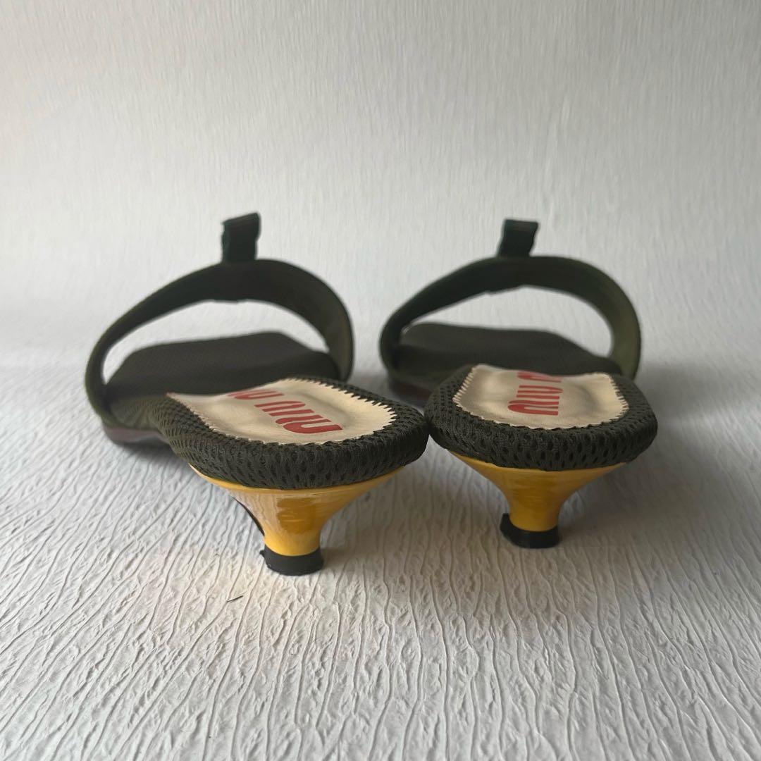 MIU MIU ミュール サンダル カーキ ヒール 37