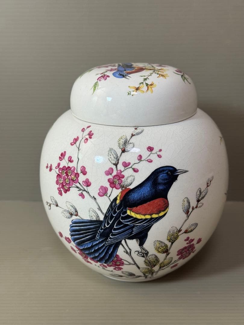 2789 ロイヤルコールドン  Cauldon 花鳥　茶壺
