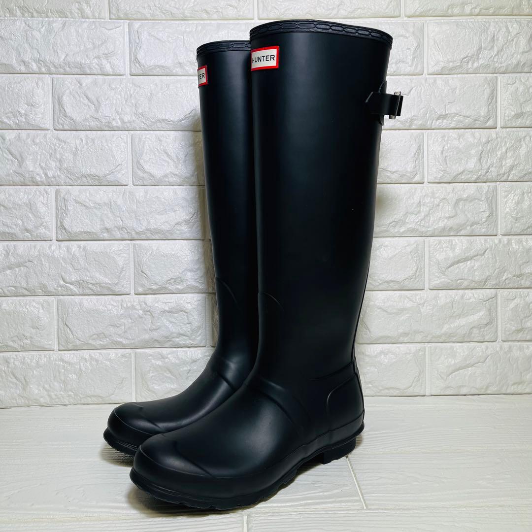 【極美品】HUNTER レインロングブーツ ブラック UK6 25cm 長靴