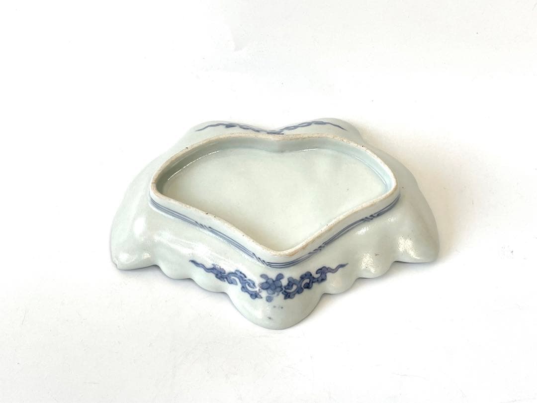 アンティーク　骨董　古伊万里　染付　豆皿　小皿　変形皿　蝶々　花　古九谷　藍九谷