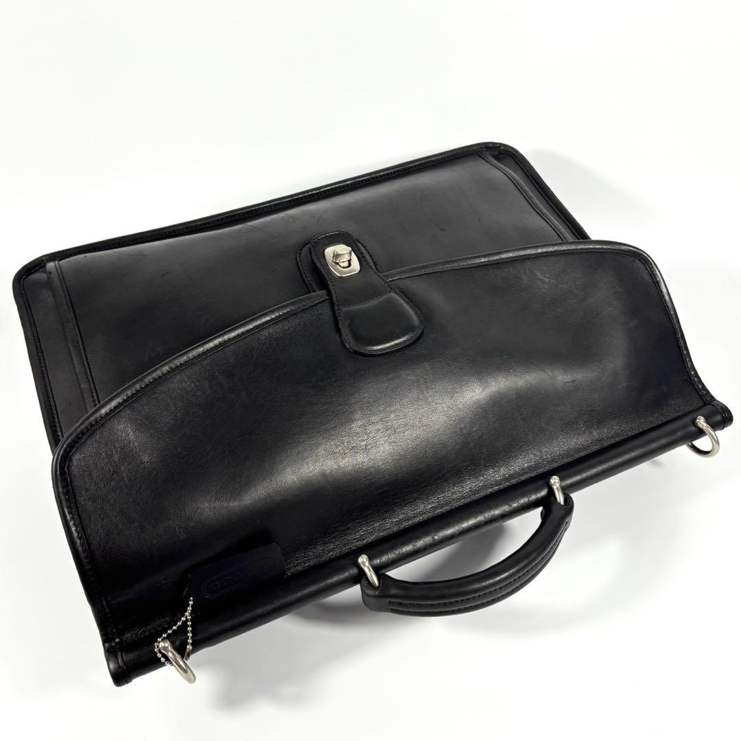 ✨美品✨コーチ ビジネスバッグ A4可 斜め掛け レザー シルバー金具 ブラック