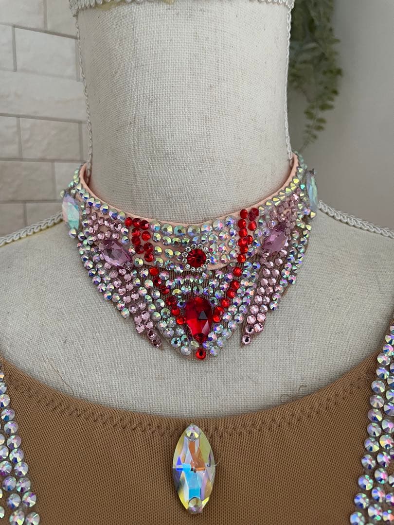 社交ダンス⭐️スタンダードドレス　オーダードレス　ベージュ＆オレンジ