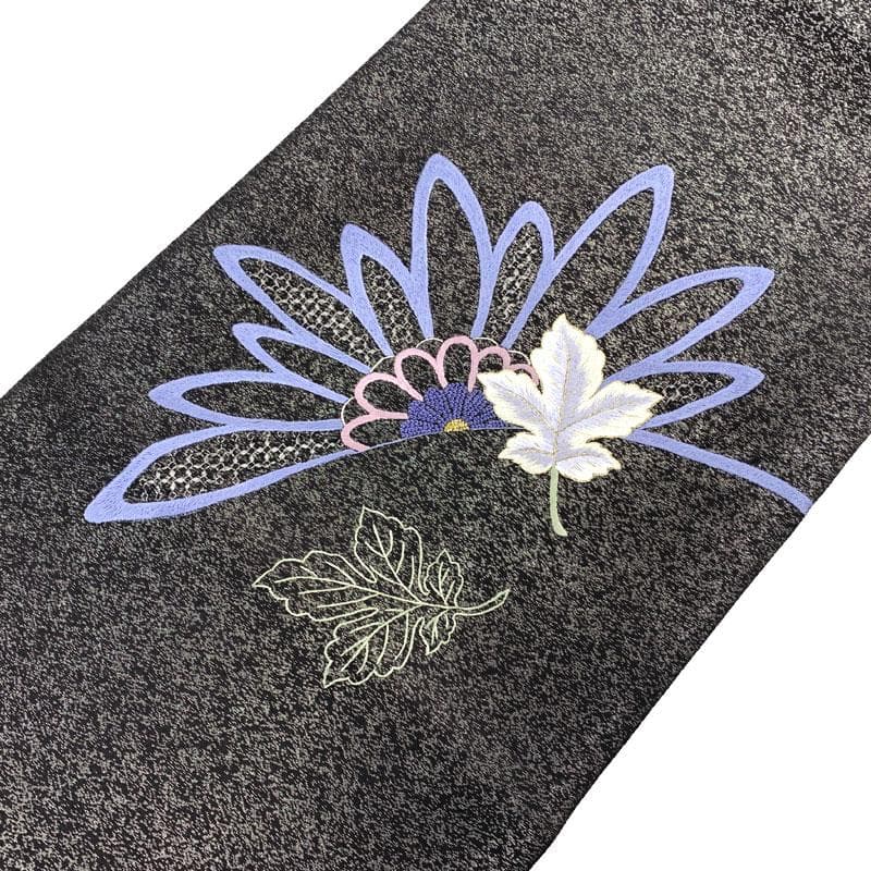 511my11◇汕頭刺繍 相良刺繍 銀通し 花文様 お太鼓柄 袋帯◇美品