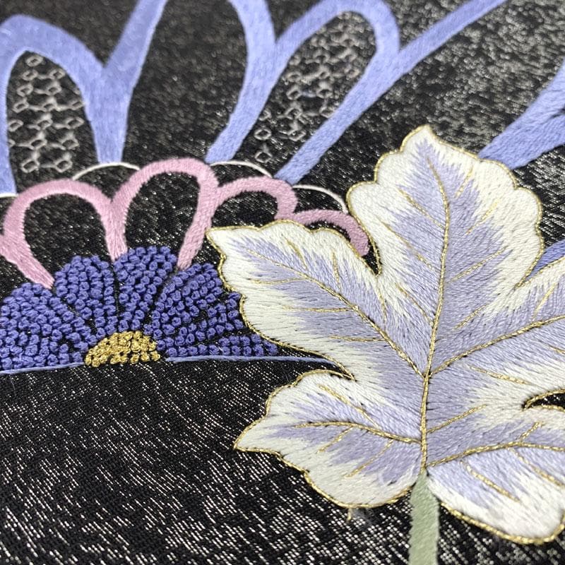 511my11◇汕頭刺繍 相良刺繍 銀通し 花文様 お太鼓柄 袋帯◇美品