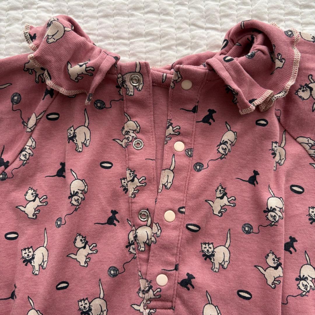 Misha & Puff ネコ柄ピエロロンパース　9-12m