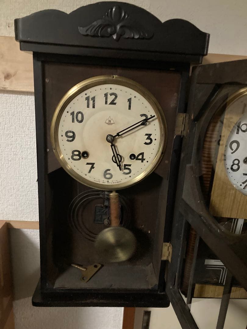 希少 龍水社アンティーク柱時計 8日巻ボンボン時計 稼働中