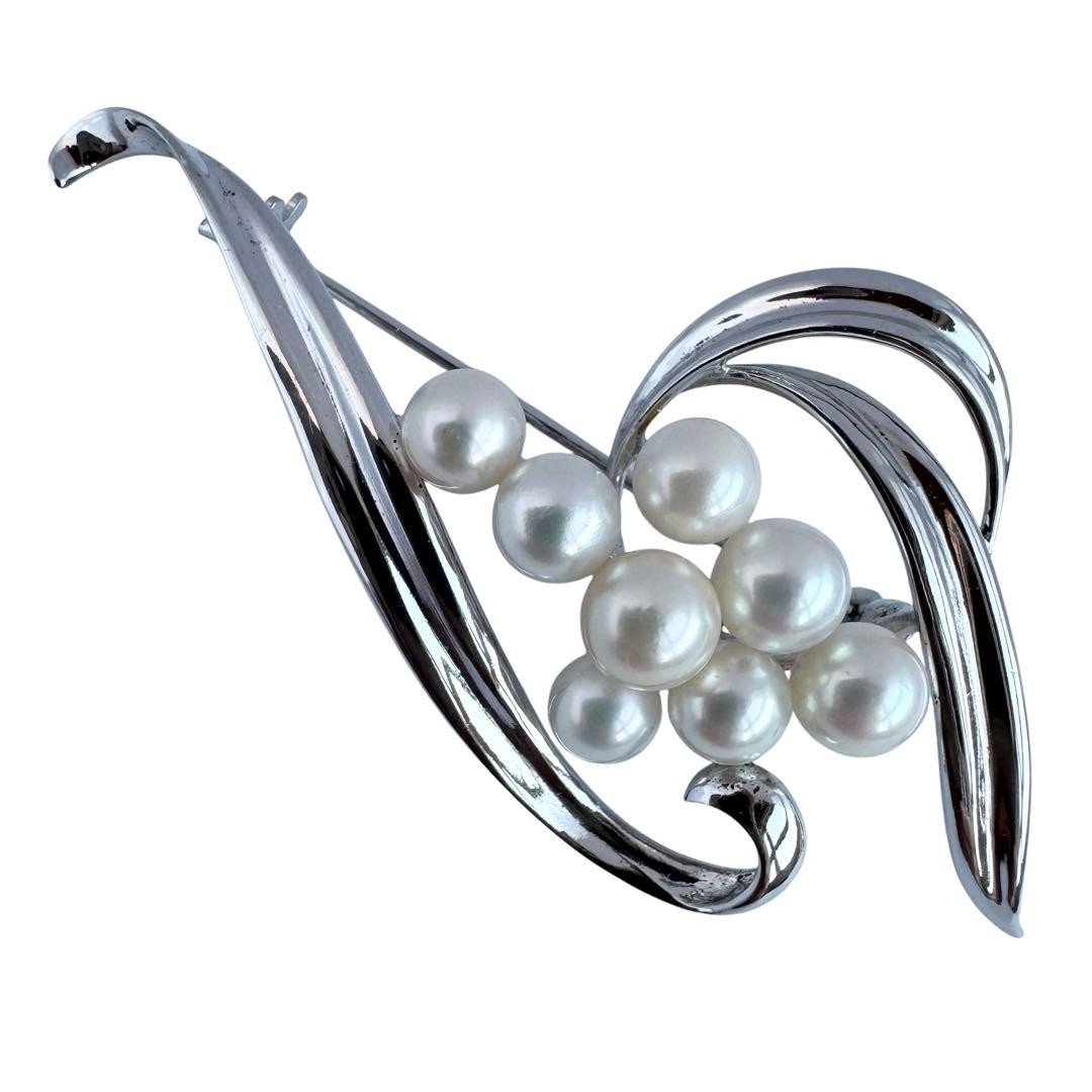 【HSK2】MIKIMOTO ミキモト パール ブローチ シルバー
