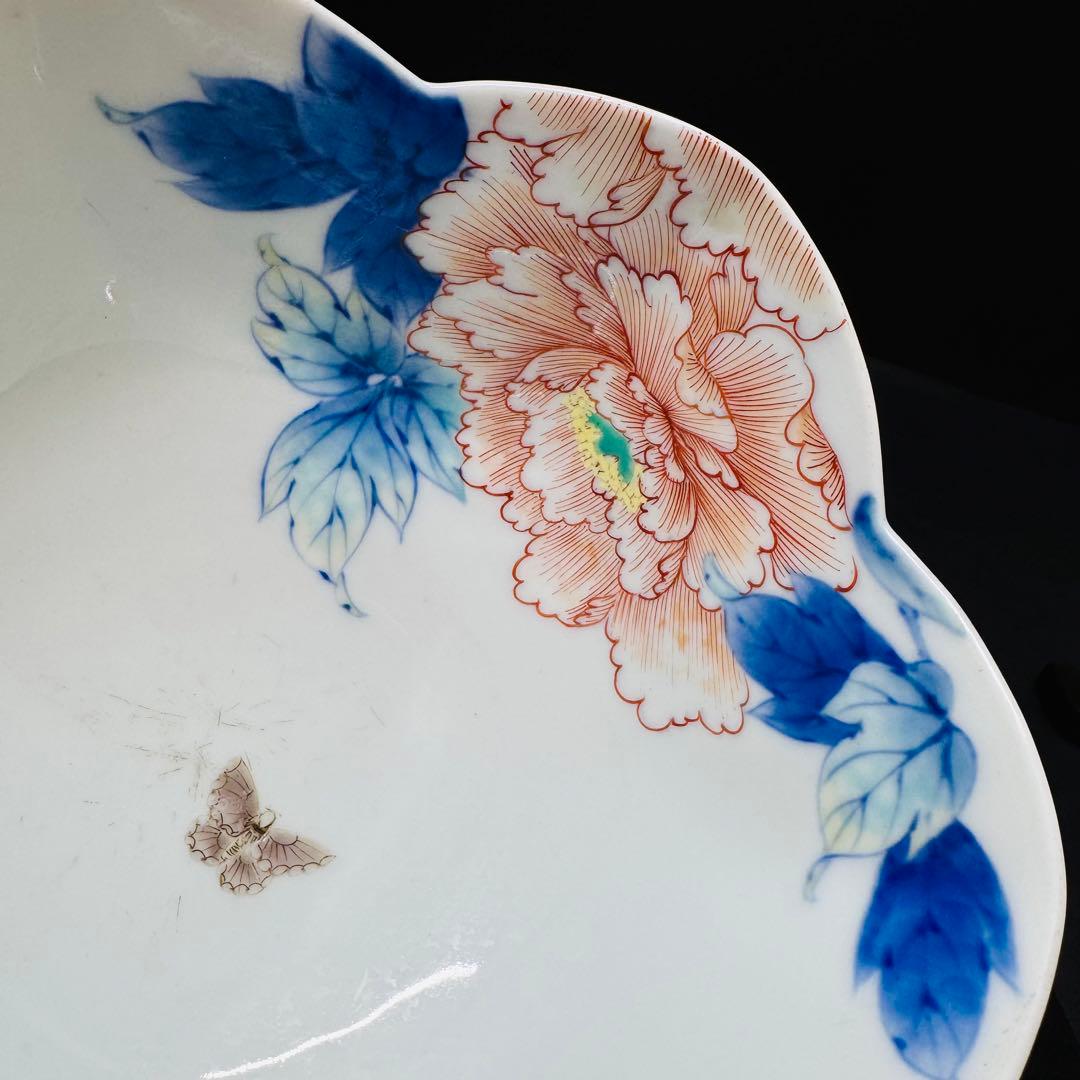 希少オールド　有田焼　深川製磁　宮内庁御用達　牡丹絵輪花　大碗　鉢　 1客　昭和