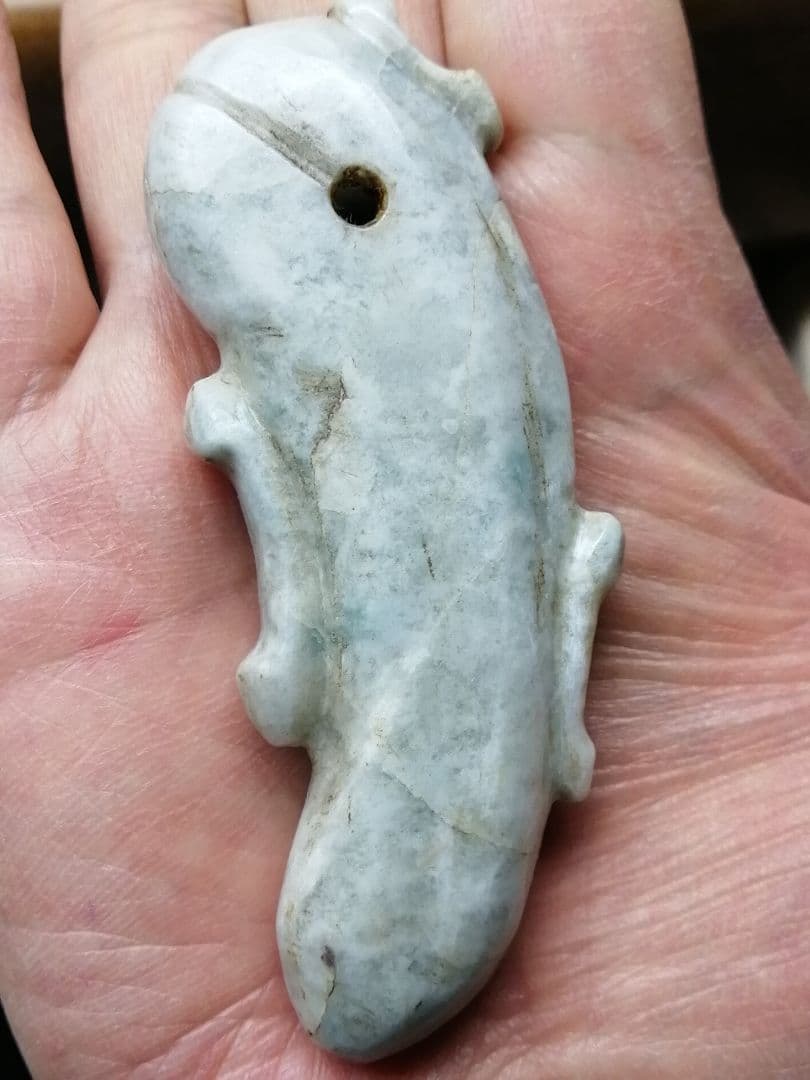 【竹田城】古墳期『糸魚川翡翠勾玉』出土品　超特大勾玉　9.0cm子持勾玉