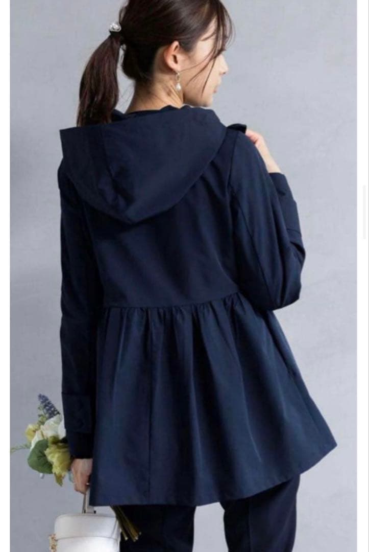 アメノチハレ　フリルヨークコート　ネイビー　フリーサイズ