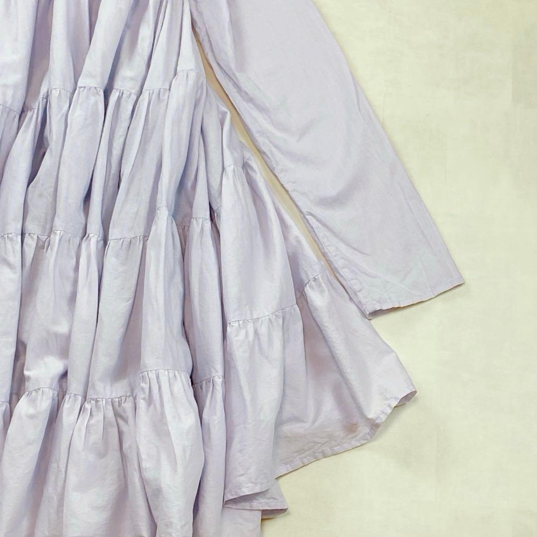 美品 マーレット ソリマン ラベンダー ティアードフリル ワンピース