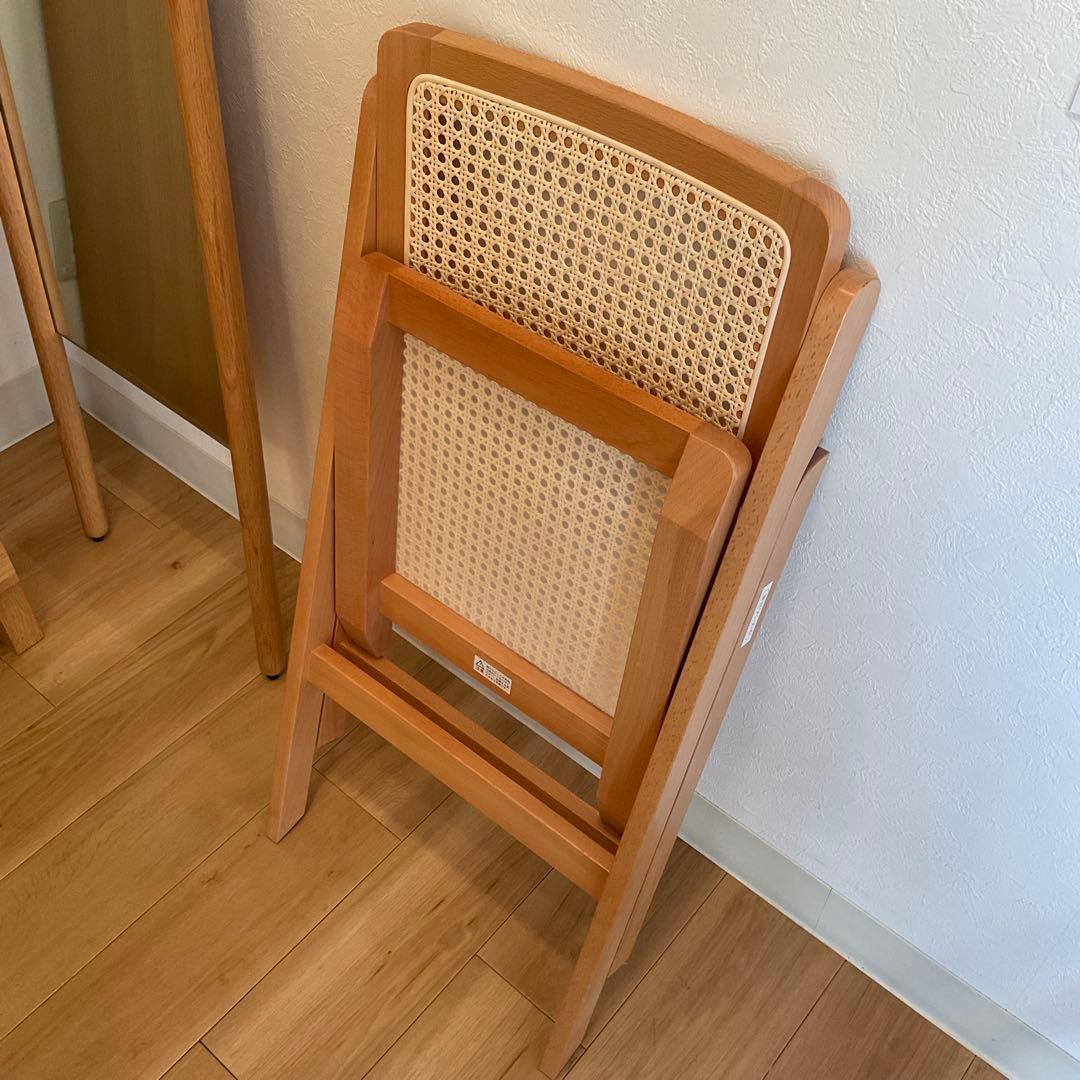 フォールディングチェア　折り畳みチェア　ラタンチェア　新品未使用品