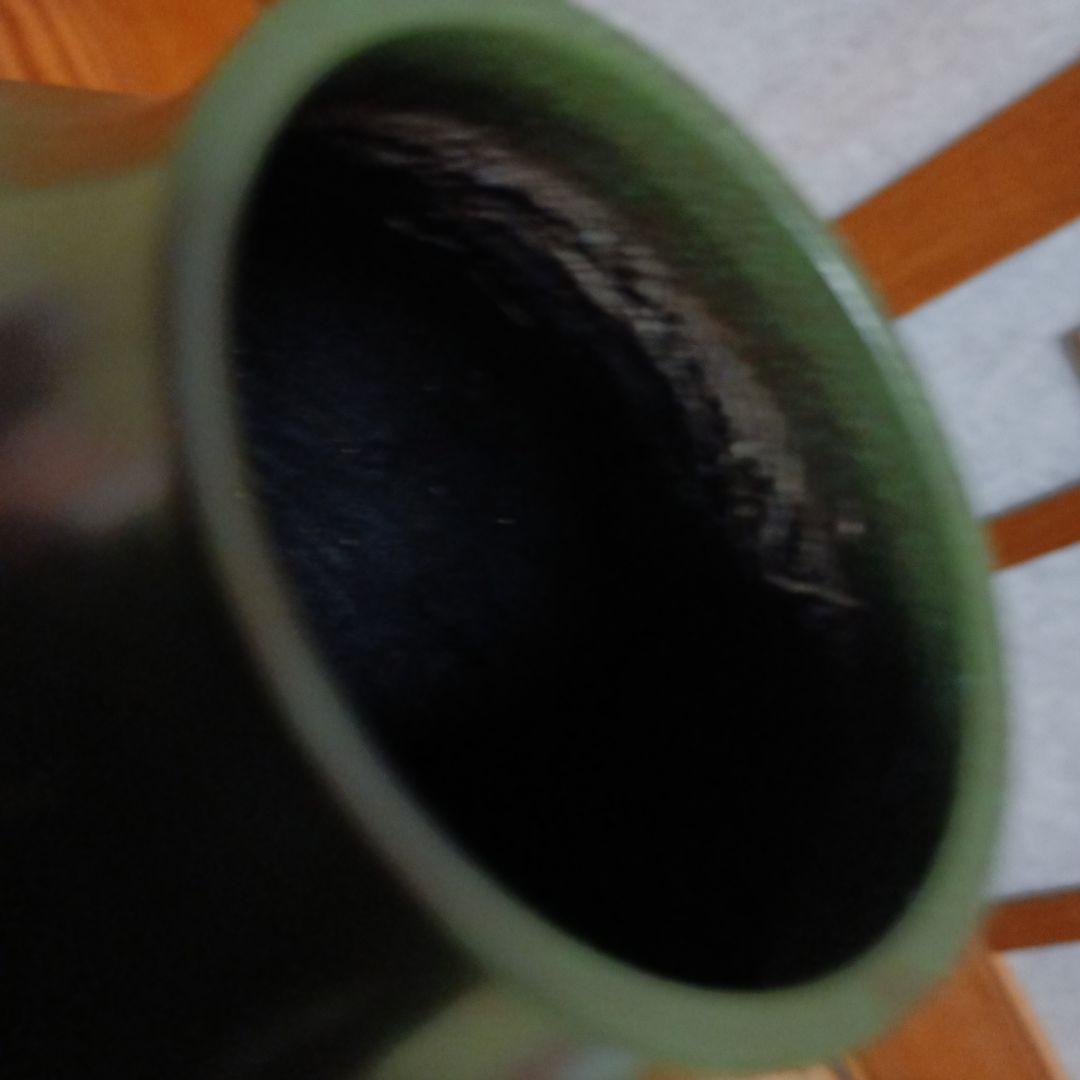 緑色の鶴模様の陶器花瓶 約29cm