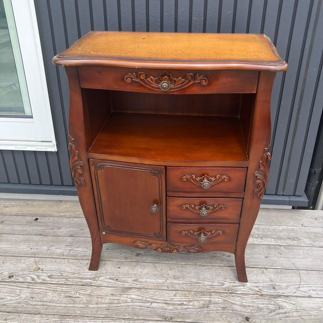 イタリアスタイル 木製コンソールテーブル コールキャビネット 電話台キャビネット