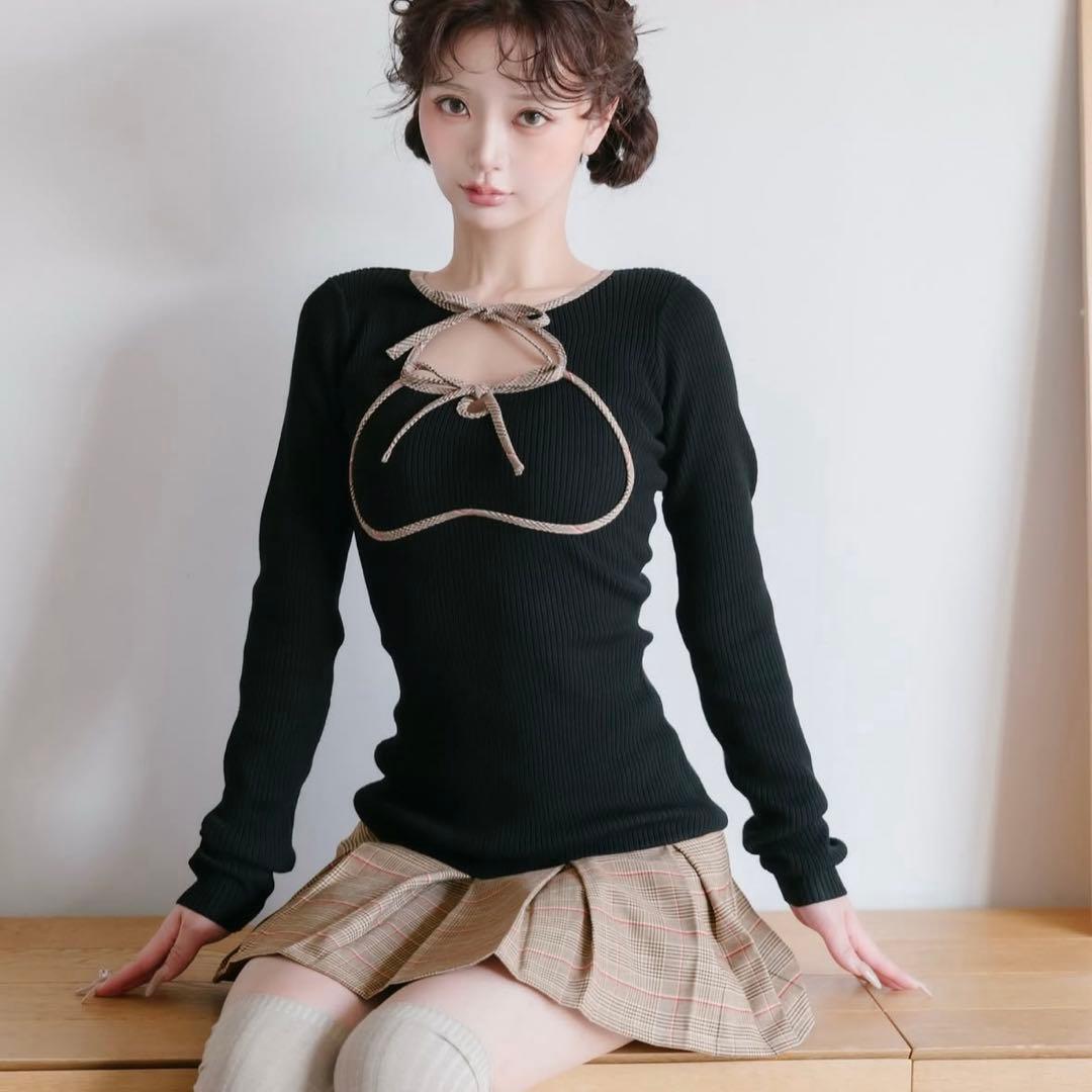 Darich ダーリッチ ポイントチェックニットミニワンピース