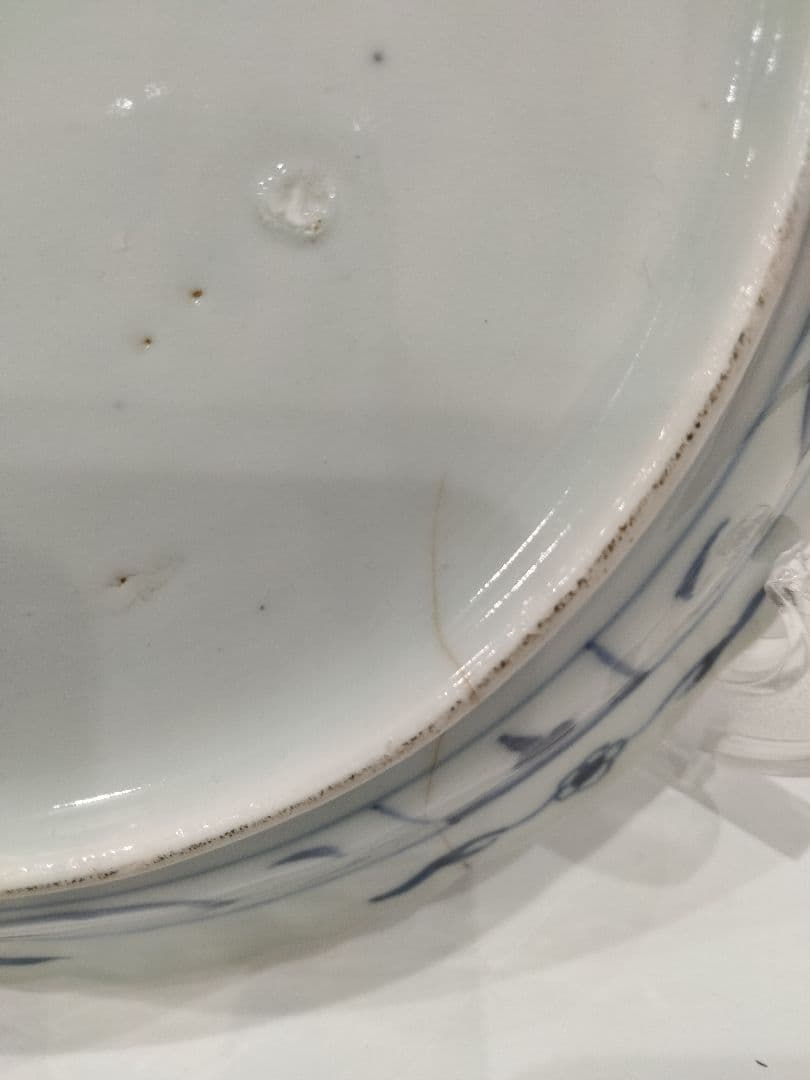 S330-3 中国古玩　南京　清朝古染め付け　皿　N