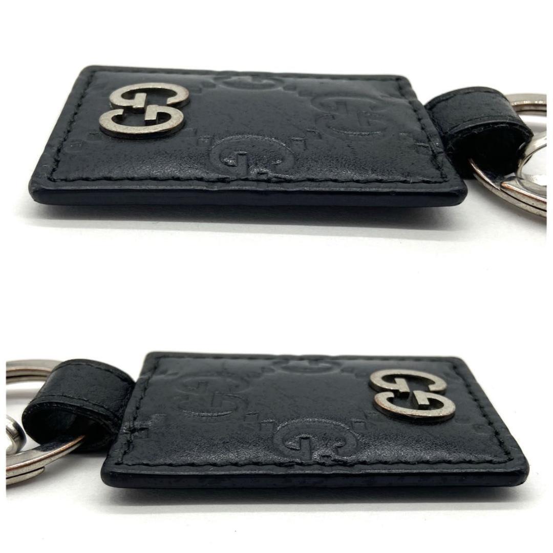 【極美品】GUCCI　シマ　GG　キーリング　ブラック　インターロッキング