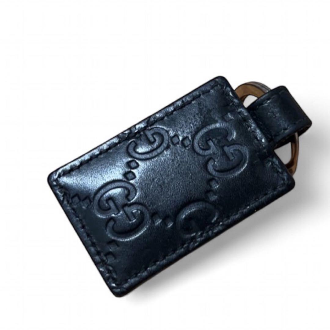 【極美品】GUCCI　シマ　GG　キーリング　ブラック　インターロッキング