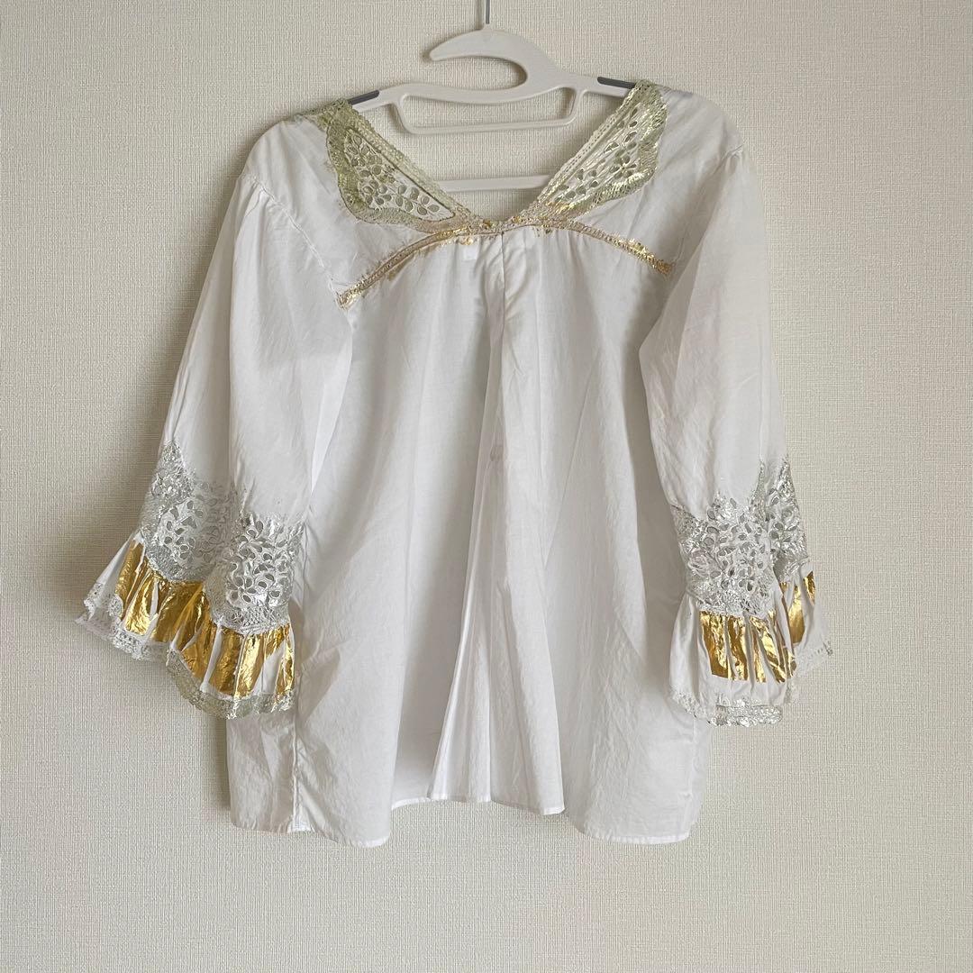 1/29までセール❗️ yuki fujisawa 箔ブラウス　金箔　銀箔