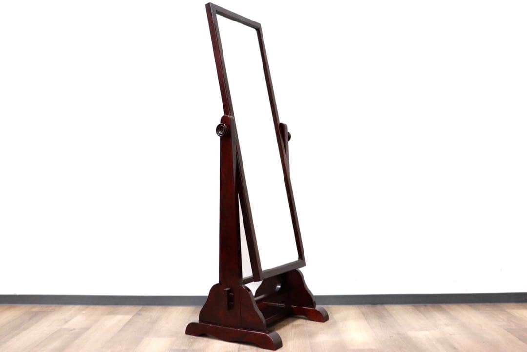 GMGF107○安芸民芸 スタンドミラー 鏡 姿見 全身鏡 椛 樺材 無垢材