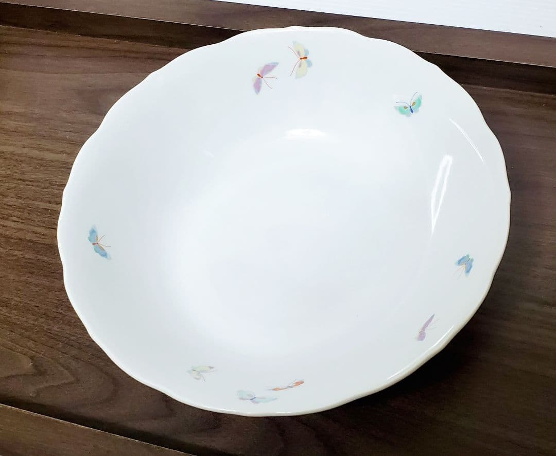 S24 深川製磁　バックスタンプ赤　蝶々　蝶柄　深鉢　深皿　宮内庁御用達　食器