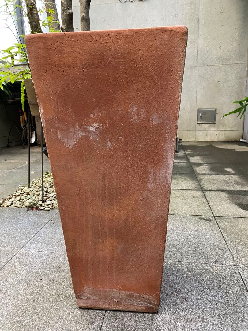 テラコッタ角大型植木鉢　受け皿付き
