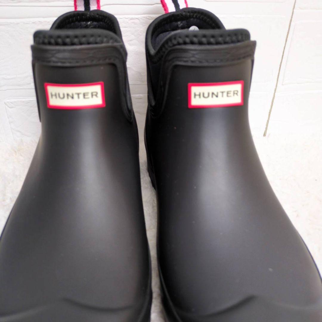 HUNTER ブラック ショートブーツ レインブーツ サイドゴア 24㎝