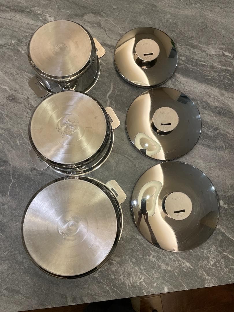 CRISTELクリステル両手鍋3点セット(16,18,20cm)ステンレス製